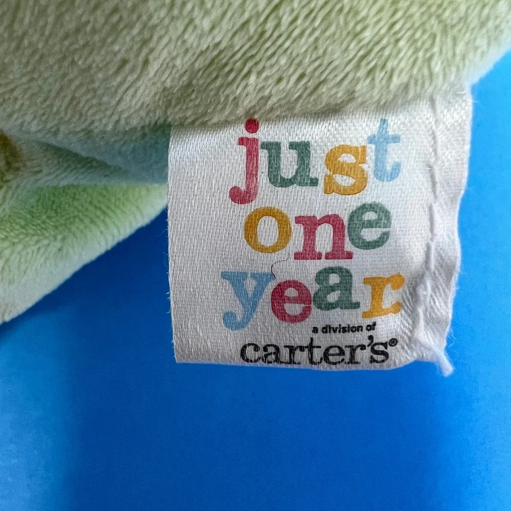 Carters Plush Frog 11 Inch Green Yellow Just One Year 2007 Embroidered 99338